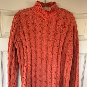 LL Bean Orange cable knit cotton sweater